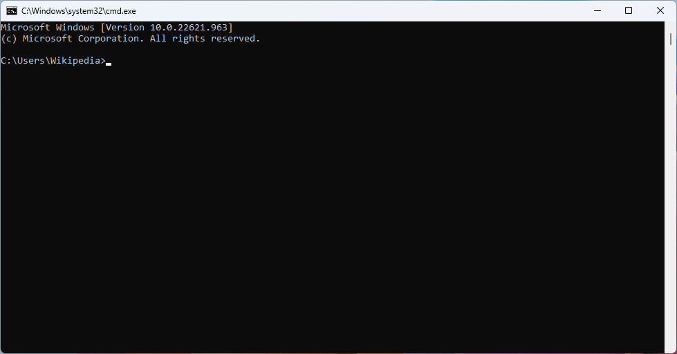 Une fenêtre de l'invite de commandes de Windows 11, avec une invite C:\Users\…>.
