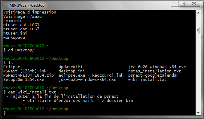 Une fenêtre de Git Bash, avec une invite qui se termine par $.